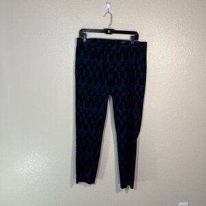 Marimekko Pants Womens 40 (33 x 27) Blue Black Geometric Art Trousers Straight